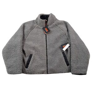 Bass‎ Outdoor Reversible Fleece Zip Jacket Womens XL Grey Black Sherpa $89